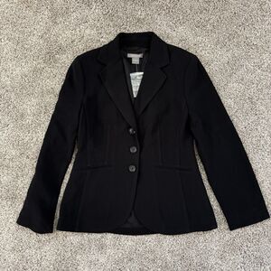 ANN TAYLOR 3 Button Blazer Jacket Black Lined Unique Stitch Women’s Size 2